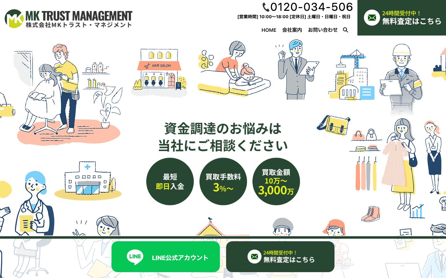 MKトラスト・マネジメントの公式サイトのトップ画面